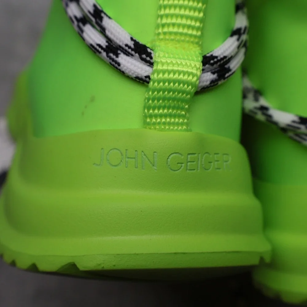 John Geiger 002 Shoes Men 12 Volt Green Neoprene High Top Streetwear Sneaker Lux